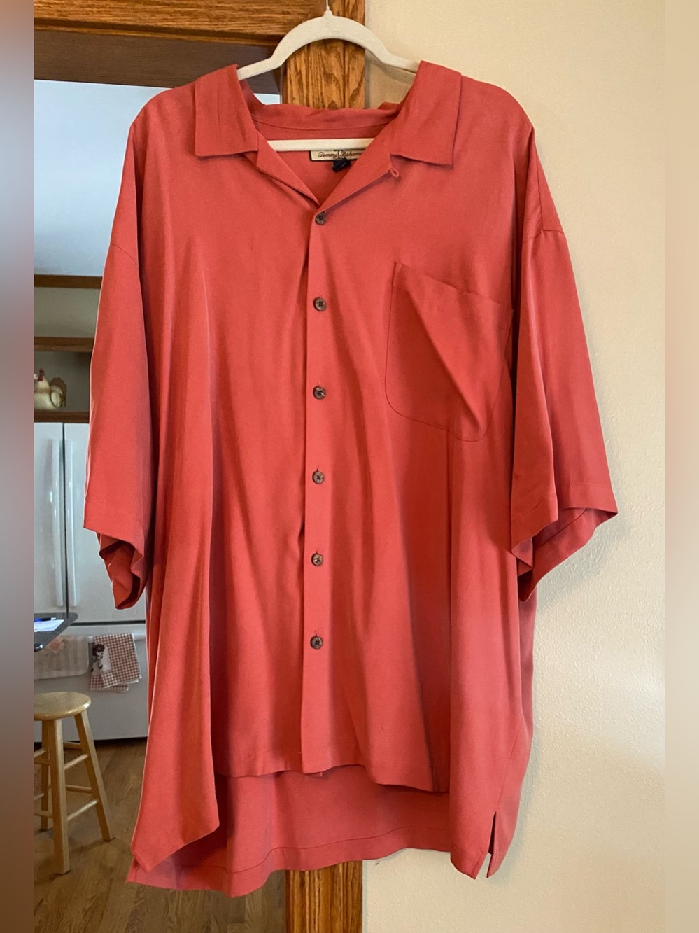 Tommy Bahama Men's silk Short-Sleeve Button-Up Shirt - Salmon XXL